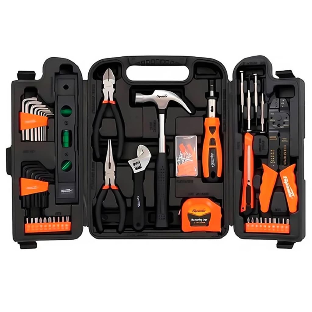 Kit Jogo De Ferramentas 129 Peças Completo Com Maleta Organizada Martelo Alicates Chaves Soquete Bit
