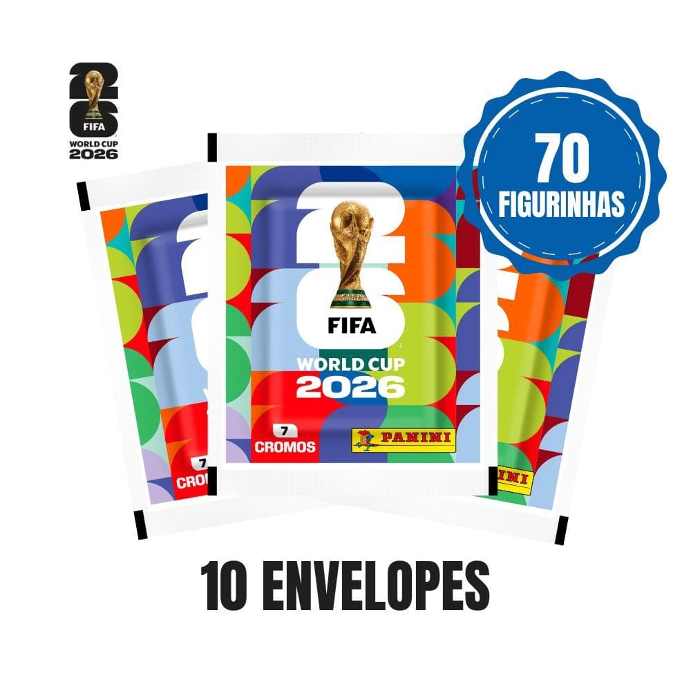Kit 10 Envelopes Figurinhas Copa do Mundo 2026 - 70 Figurinhas