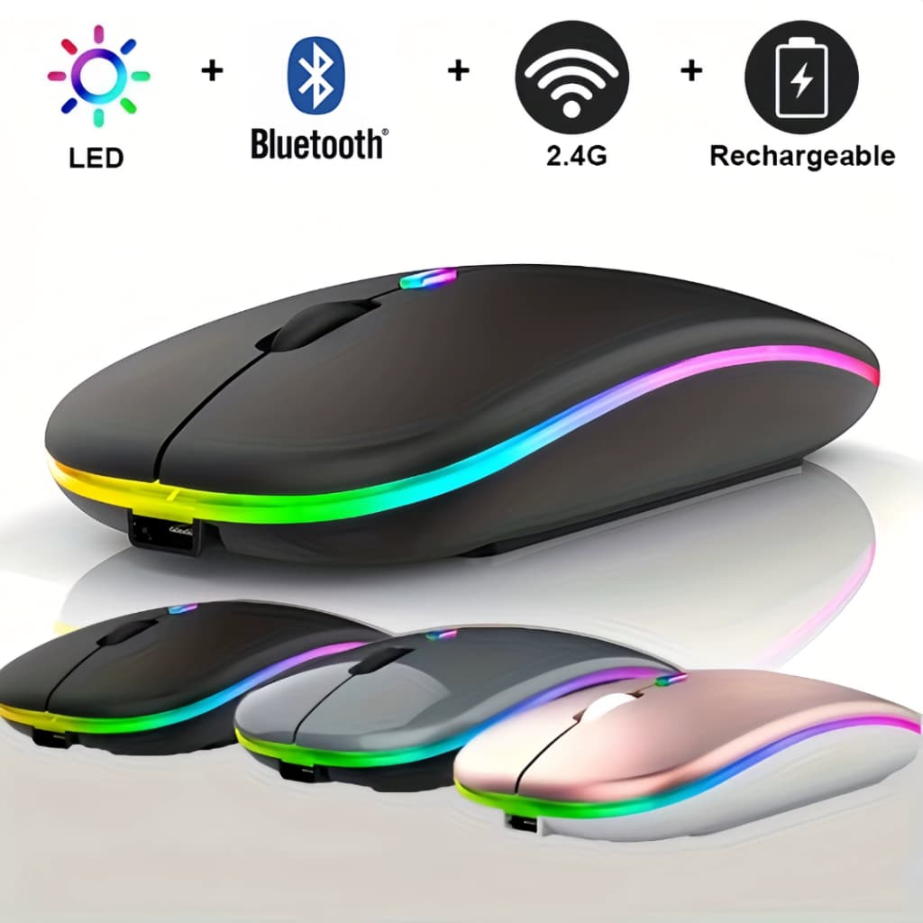 Mouse sem fio RGB Dual Band Recarregável