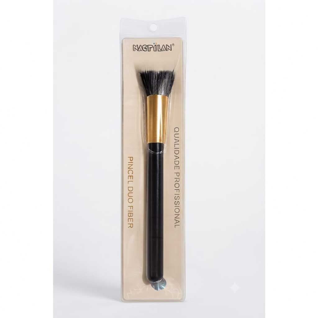 PINCEL PROFISSIONAL MAQUIAGEM DUO FIBER APLICAÇÃO BLUSH BASE LIQUIDA BRONZEADA ILUMINADOR MACRILAN G 109