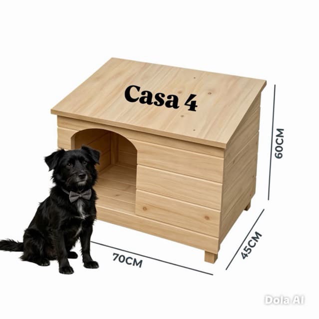 Casinha De Cachorro Madeira Pinus N4 Resistente Para Pet Abrigo Cães Porte Médio e Pequeno