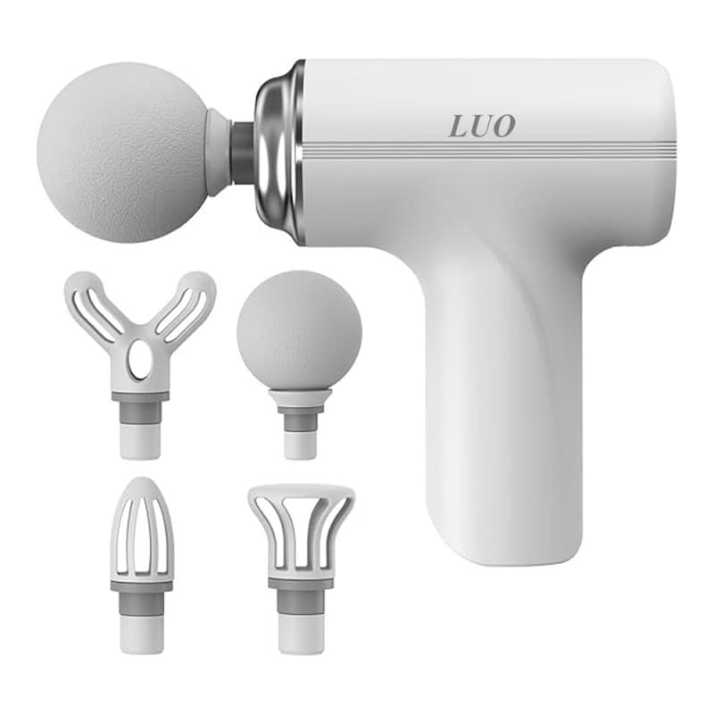 Pistola Massageadora LUO LU-4933 Sem Fio Recarregável USB-C com 4 Ponteiras e 6 Velocidades  Alívio da dor muscular