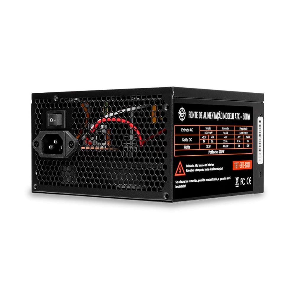 Fonte TGT Enfield, 500W, ATX Bivolt, Preto, TGT-EFD-BK01