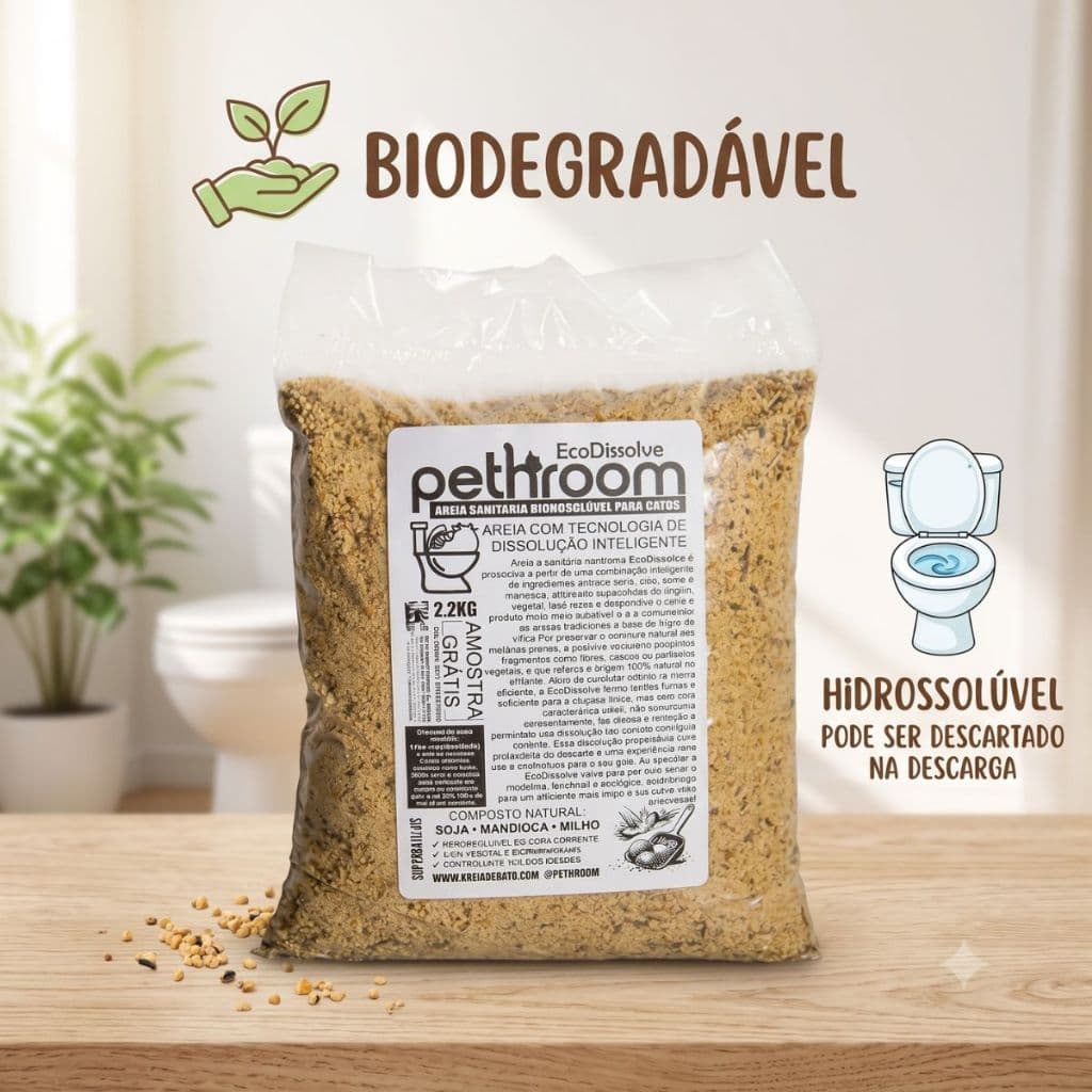 Areia Sanitária Pet Soja Mandioca Natural 2,2kg Pode Jogar No Vaso
