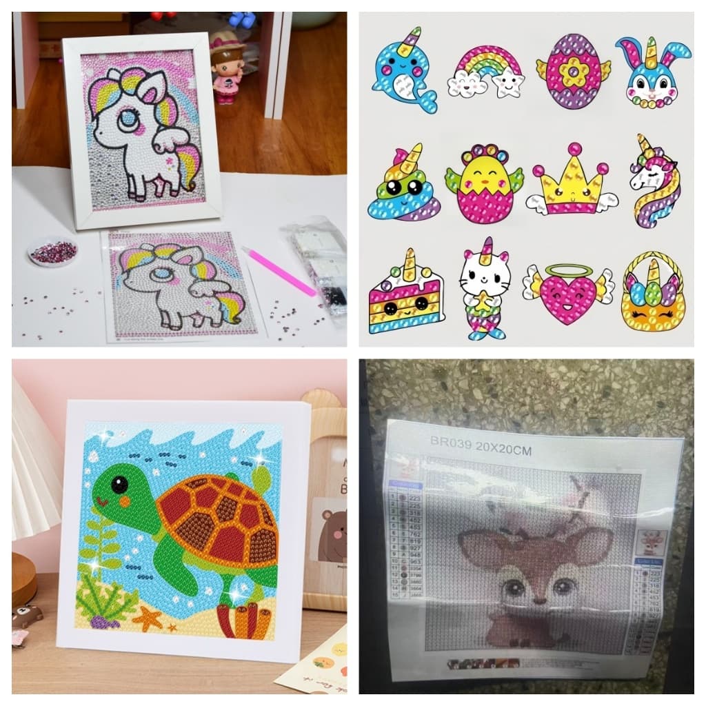 Kit Pintura Diamante 5D Infantil Desenho Animado | Arte em Tela DIY Completa para Crianças | Artesanato Anti-stress