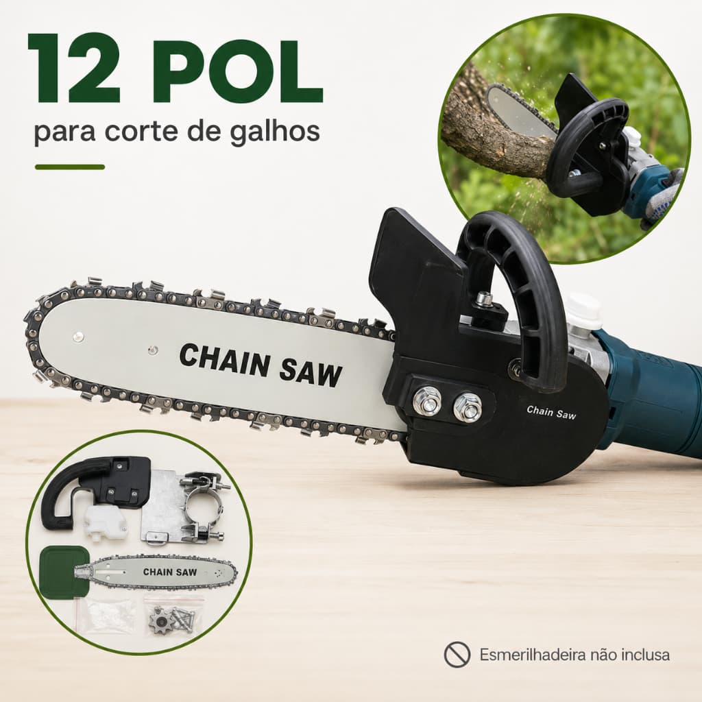 Adaptador Motosserra Para Esmerilhadeira 12 Pol Cortar Galhos