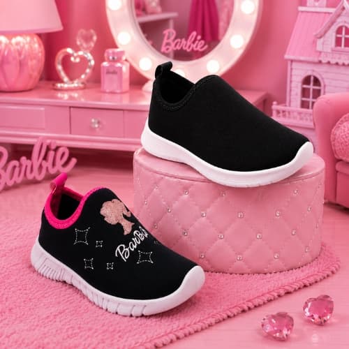 Kit 2 Pares Tênis Calce Fácil Infantil Menina Barbibi Confortável Escolar Volta as Aulas Inverno Promoção Molekinha