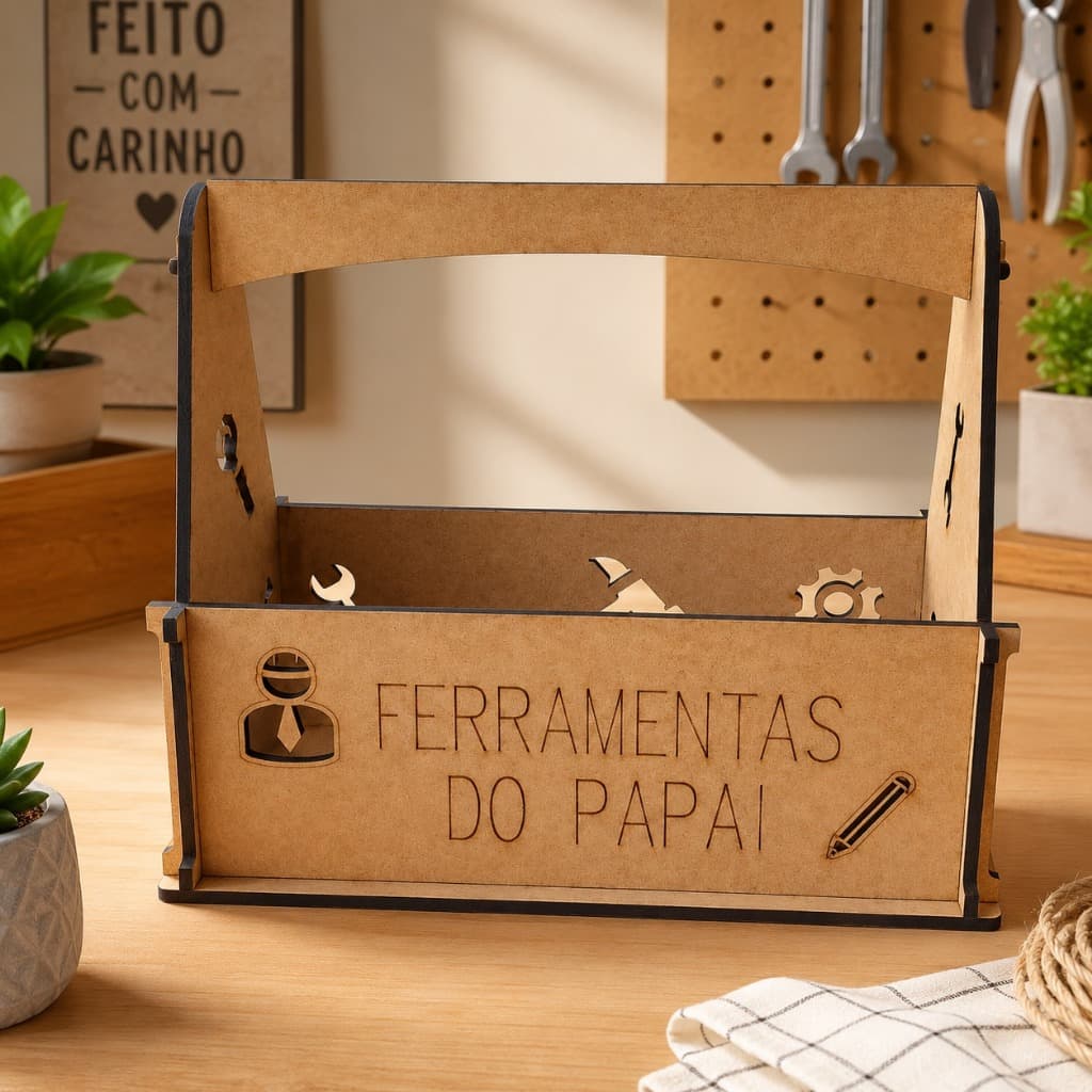 Caixa de Ferramenta em MDF Cesto Ferramentas do Papai Caixa Ferramenta Resistente Presente em MDF