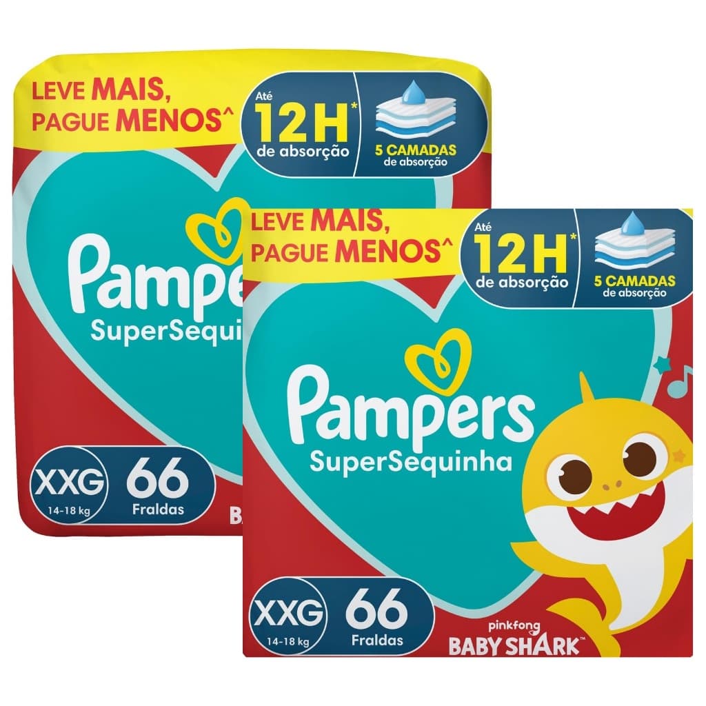 Kit 2 Fralda Pampers Supersec XXG 66 Unidades