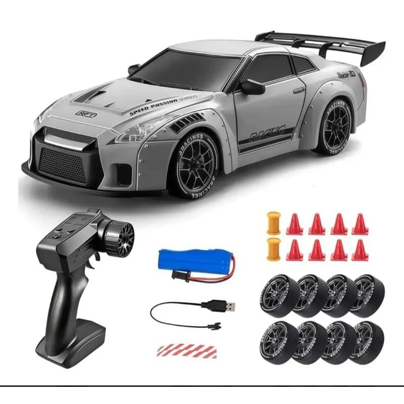 Carrinho de Controle Remoto Rc Drift 4wd Recarregável Com Controle Gtr White