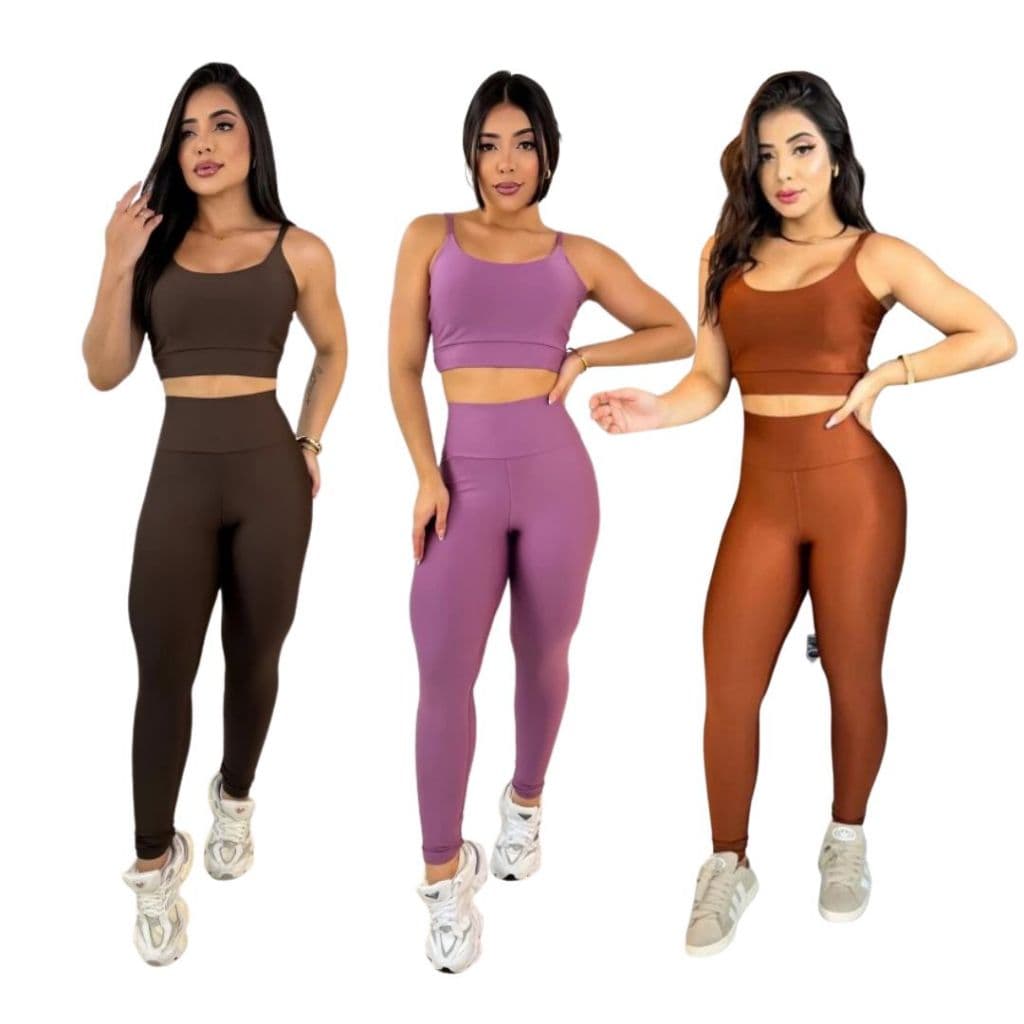 Conjunto top e calça  legging fitness feminino premium Moda Treino roupa de academia feminina modas