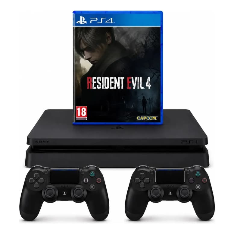 Playstation 4 Slim - Video game Ps4 1tb/500gb com 1 ou 2 controle + jogo - Console Original - Semi novo