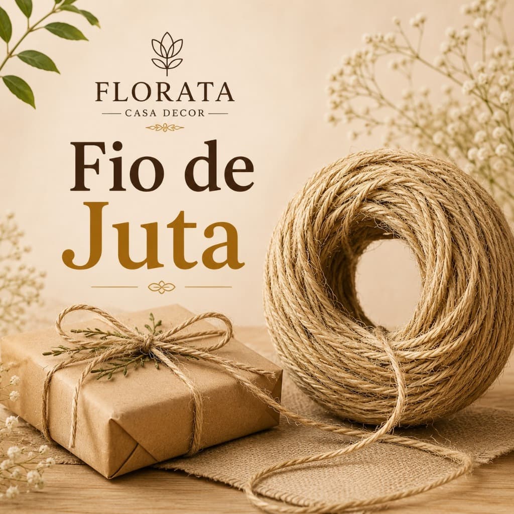 Fio de Juta Lurex Dourado Natural Barbante Corda Cordão para Artesanato Macramê Crochê Decoração