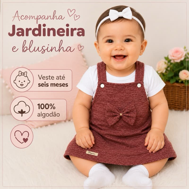 Vestido Bebê Infantil Menina Jardineira Baby