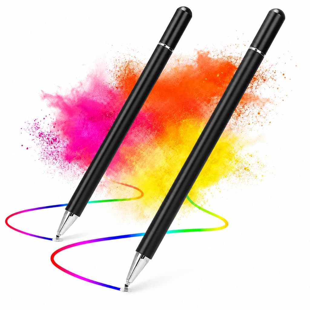 Kit 2 Canetas Stylus 2 em 1 Touch Screen Ponta Fina Metal Desenho Tablet Celular iPad Android Premium Nilbas