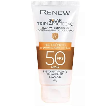 Protetor Solar com Cor FPS 50 - MEDIA, Tripla Proteção, Efeito Matte