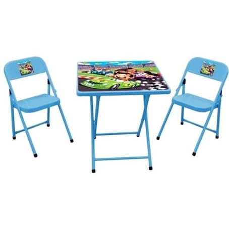 Mesinha Infantil Didática Para Criança 2 Cadeiras Aço Rosa, azul, amarelo , branco