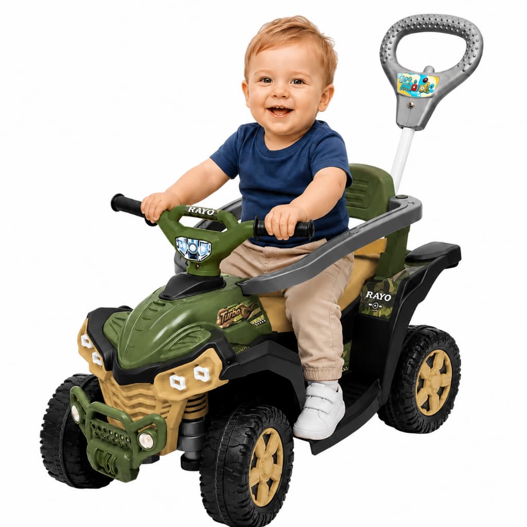 Carrinho de Passeio Infantil Quadriciclo Andador Empurrador Com Buzina e Cinto de Segurança