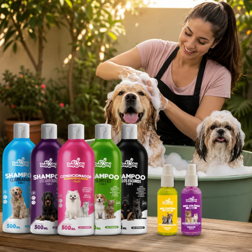 Kit Shampoo 7 em 1 Condicionador Neutro Deo Colônia Cães Gatos