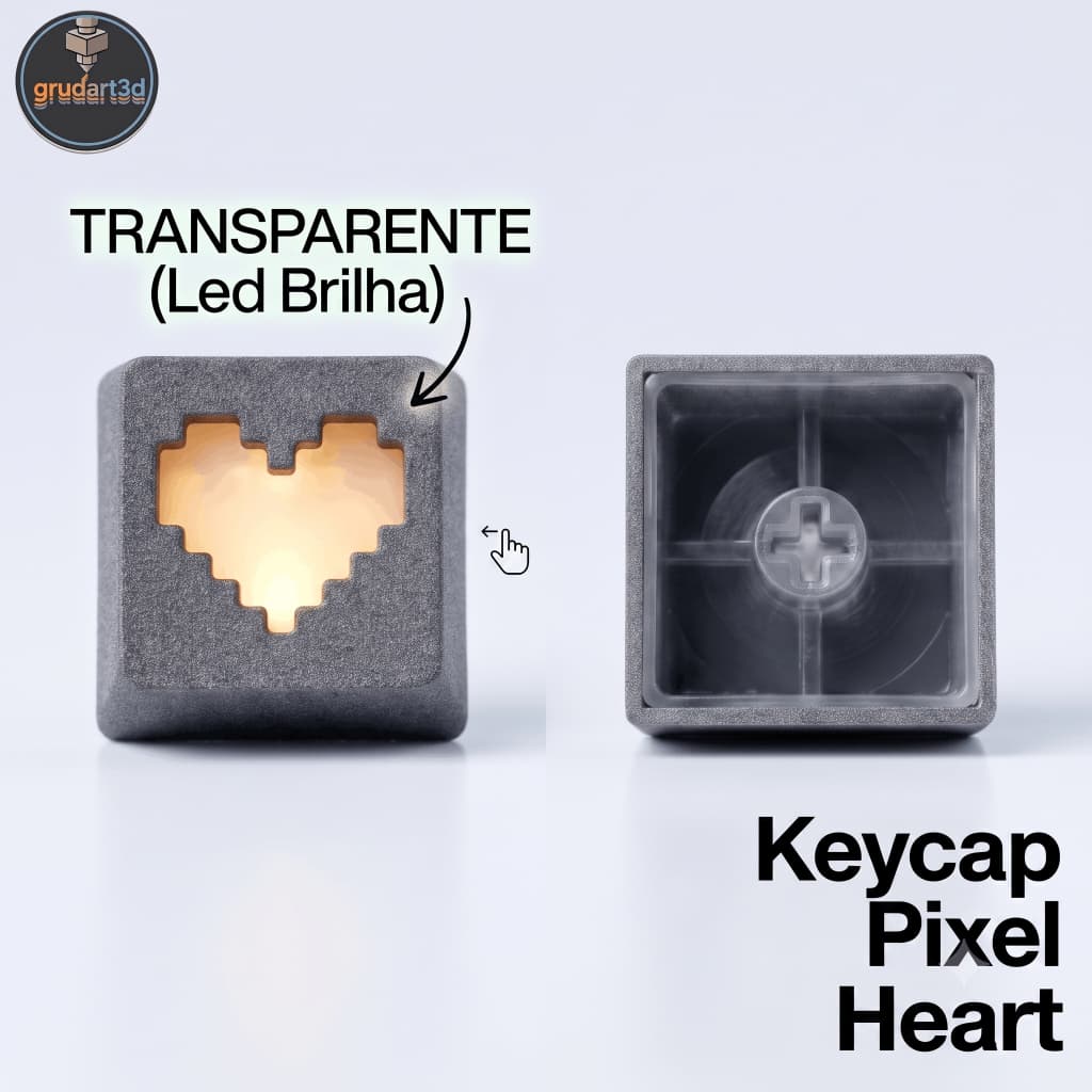 Grudart3D Keycap Tecla Coração Teclado Mecânico Gamer Presente Jogos Coração