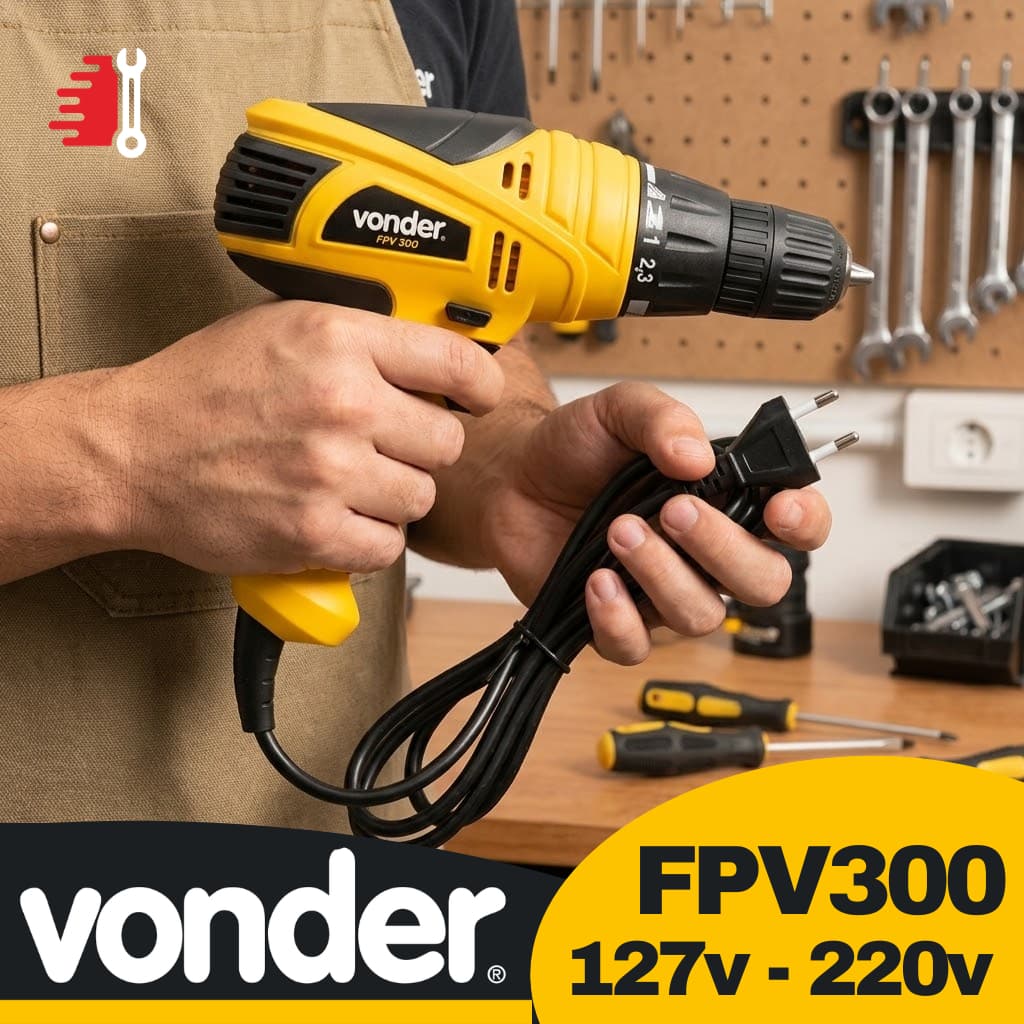 Furadeira E Parafusadeira Elétrica Vonder 280W 3/8" FPV300 Profissional Compacta Precisão 127v 220v