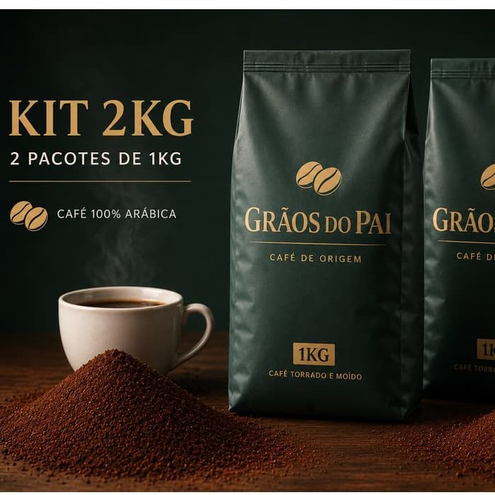 Kit 2 Kg Café Gourmet Em Grãos100% Arábica Torrado Moído Pacote 1kg Café Grãos Do Pai