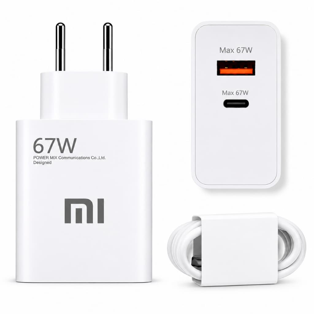 Carregador Turbo P/ Celular Android Super Rápido 67w Usb-c + Usb Premium C/ Cabo Tipo-c 1m