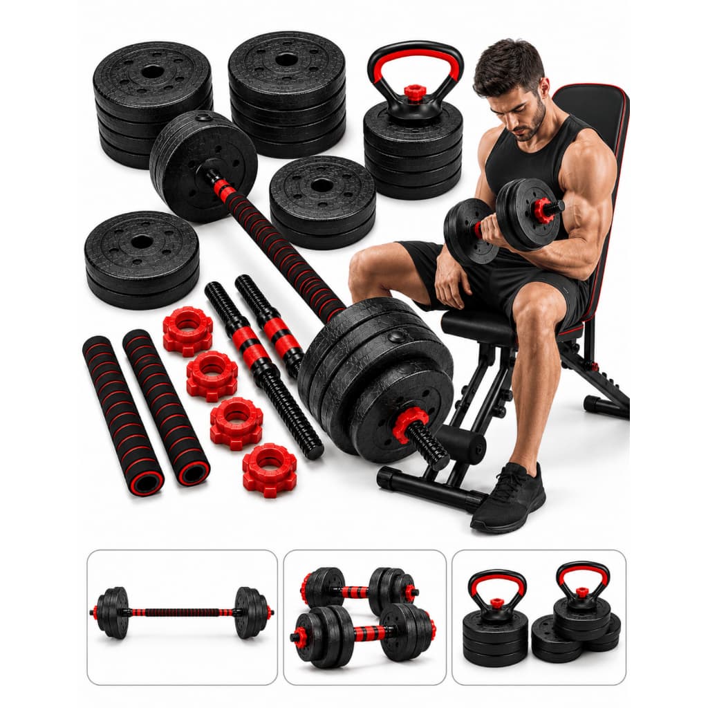 Kit Peso Academia 15kgs Halken Halteres Anilhas Musculação Treino em Casa