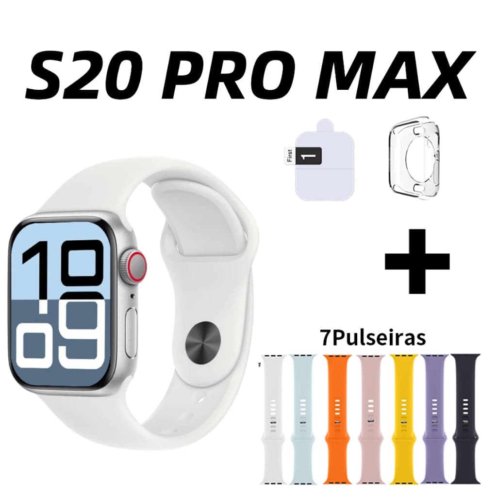 2026 Novo Smartwatch Original S20 PRO MAX Tela AMOLED Chamada Bluetooth IP67 à prova NFC Relógio inteligente