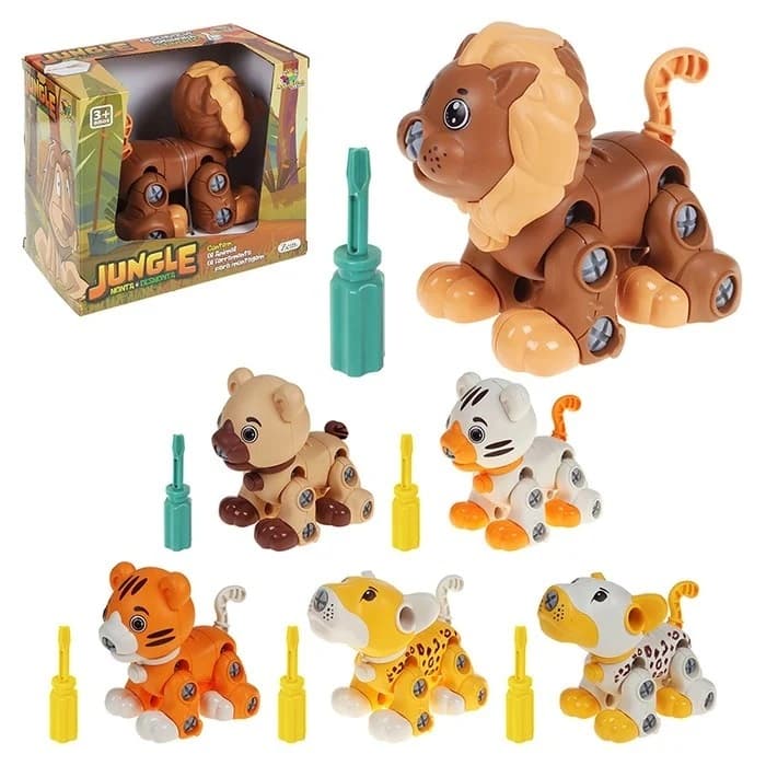 Animais de Brinquedo Monta e Desmonta Com Chave de Montagem Brinquedo Animais Selvagens Educativo Montessori