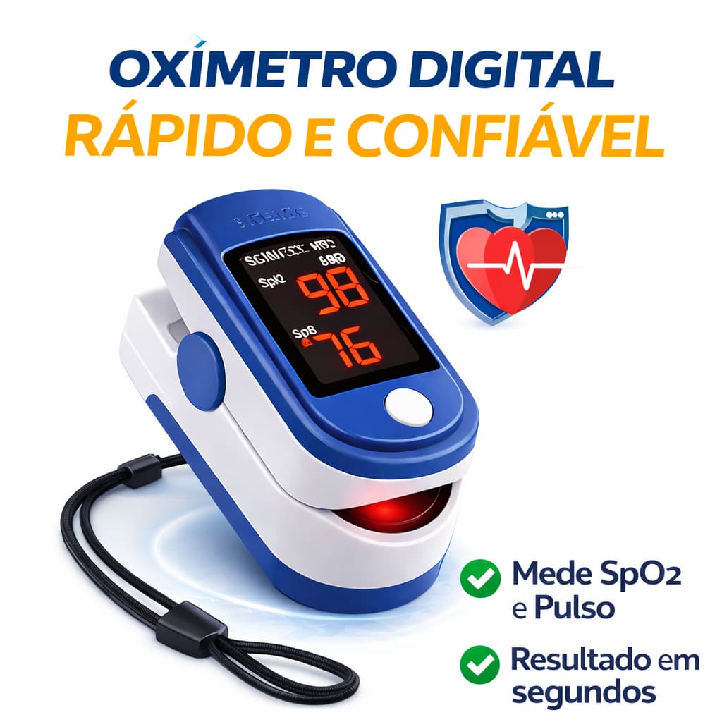 Oxímetro Medidor Dedo Oled Saturação Oxigênio E Pulso Alta Precisão Portátil com Cordão Saúde