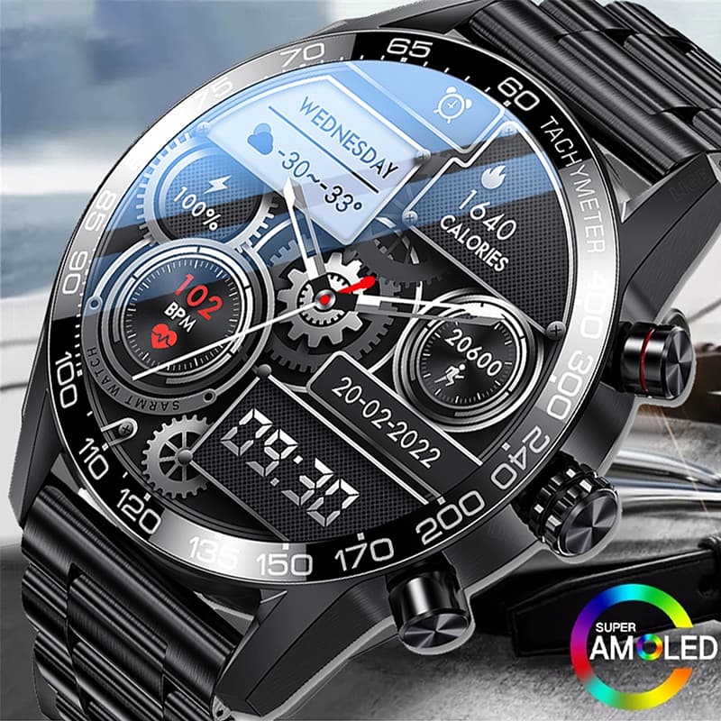 Relógio inteligente para homens tela amoled hd smartwatch bluetooth chamando ip67 à prova dip67 água pulseira inteligent