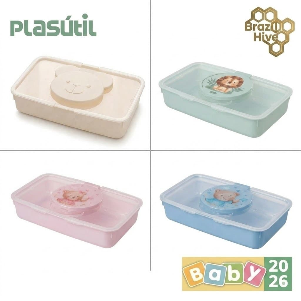 Porta Lenço Umedecido para Bebê Maternidade Decorado Plasútil Infantil Prático, Higiênico, Portátil