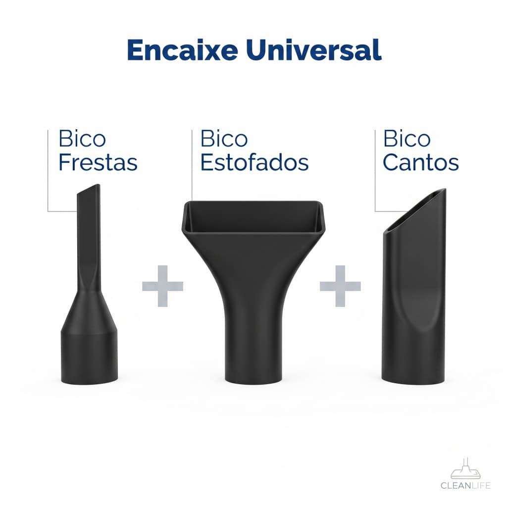 Kit 3 Bicos para Aspirador de Pó | Acessórios para Limpeza de Cantos, Frestas e Áreas Difíceis