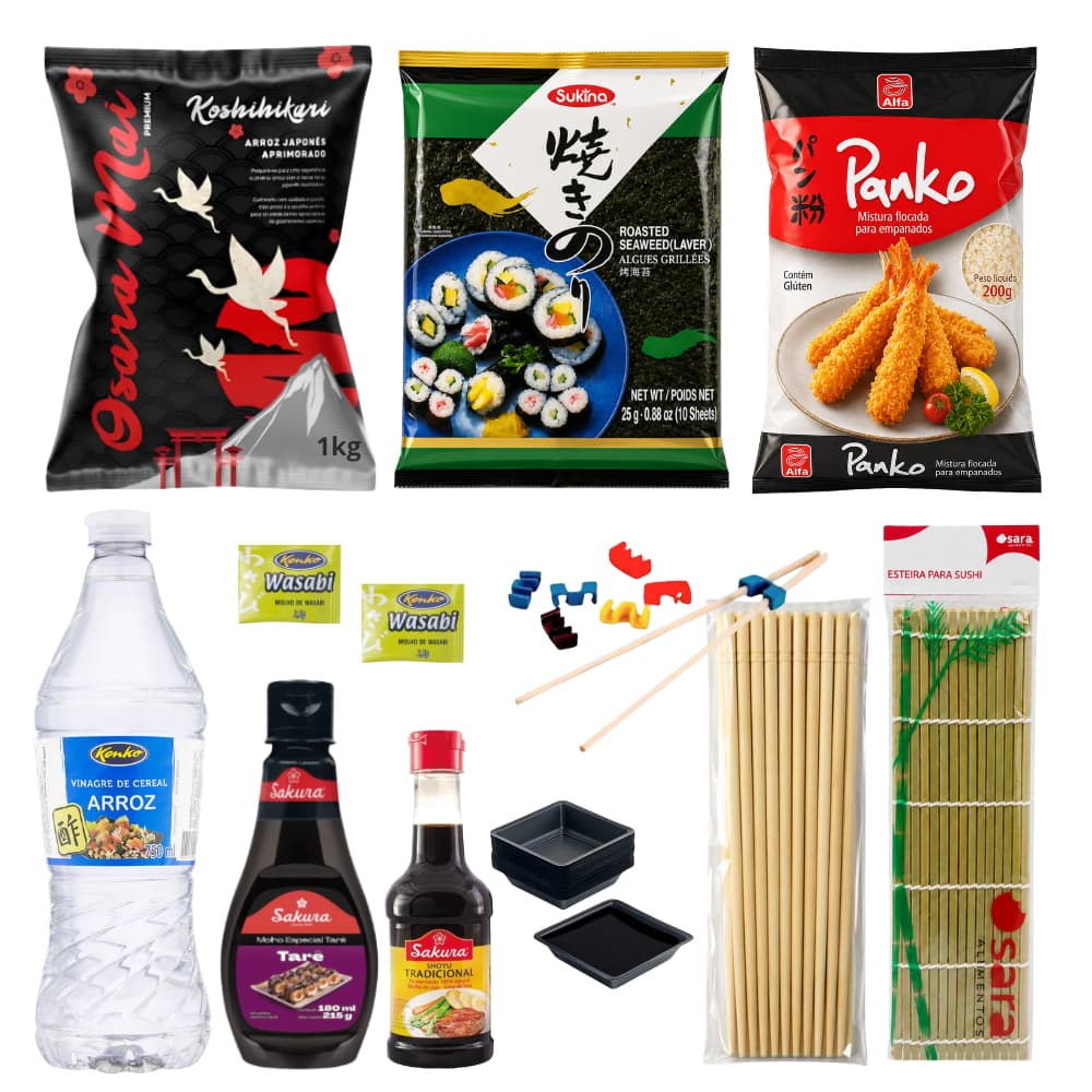 KIT SUSHI COMPLETO - SUSHI EM CASA - COMIDA JAPONESA