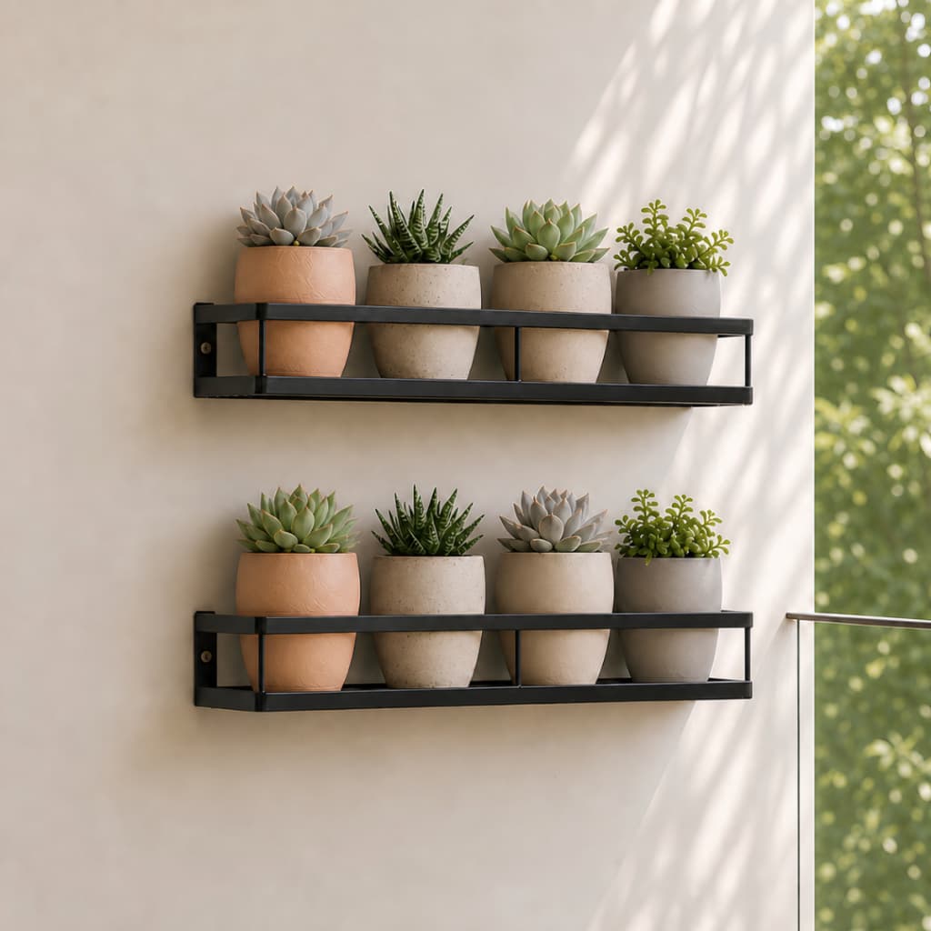 Kit 2 Suporte Porta Vaso de Planta Parede Prateleira de Aço Floreira Jardim