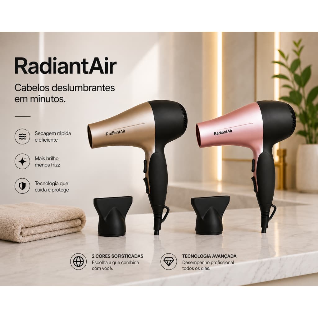 Secador de Cabelo Profissional Portátil Dobrável  Leve e Compacto 1200W Bivolt Black Cinza