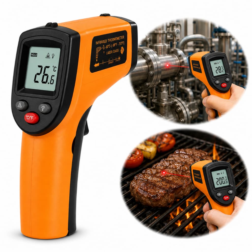 Termômetro Digital Infravermelho Laser -50°C a 400°C Industrial Cozinha Churrasco Forno Motor Sem Contato Profissional