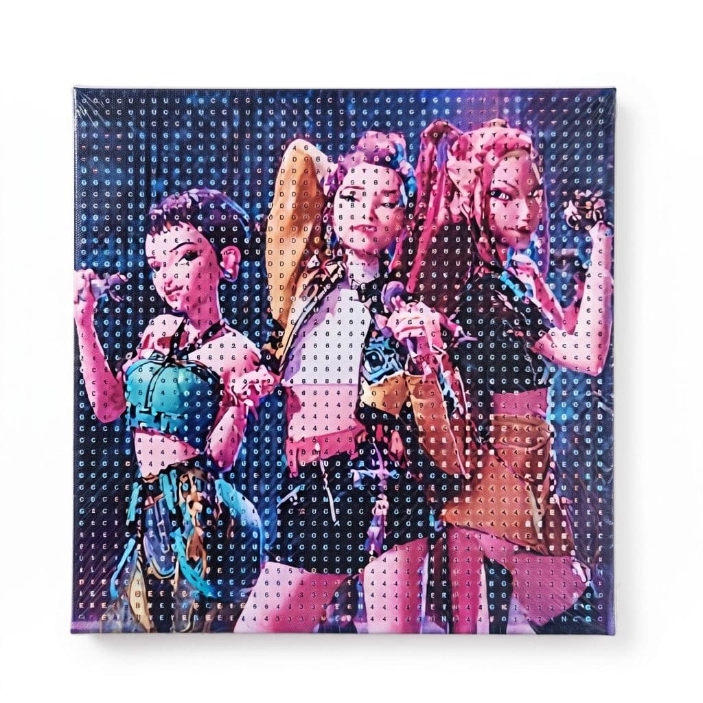 Quadro Pintura Diamante 5D 20x20 K-Pop Guerreiras Huntr/x Anti-Tela