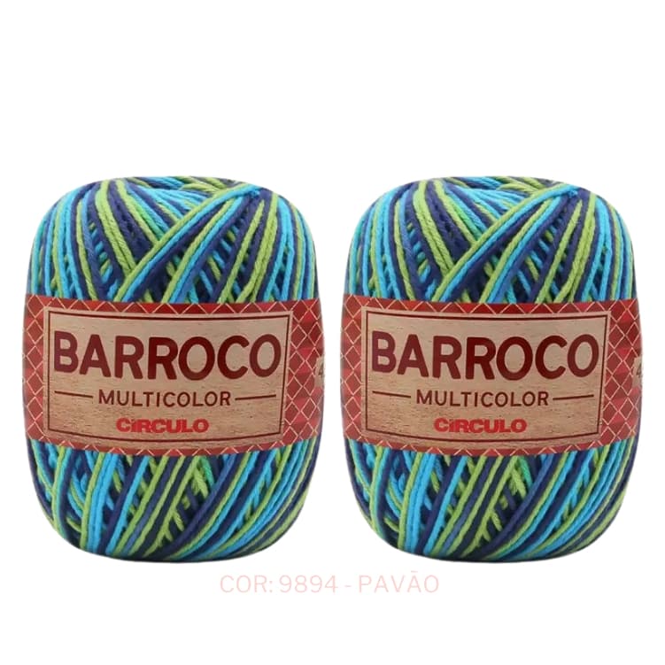 Kit 2 Barbantes Multicolor Barroco Nº 06 400g Círculo (Cores Iguais) para Crochê Artesanato