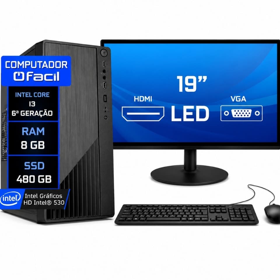 Computador Completo Intel Core i3 6ª Geração | 8GB | SSD 480GB - DDR3