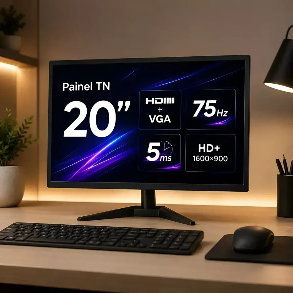 MONITOR 20 POLEGADAS GAMER PRETO LED BM20X3HVW BLUECASE-75HZ/WIDESCREEN 16:9/HD+/HDMI/VGA/VESA