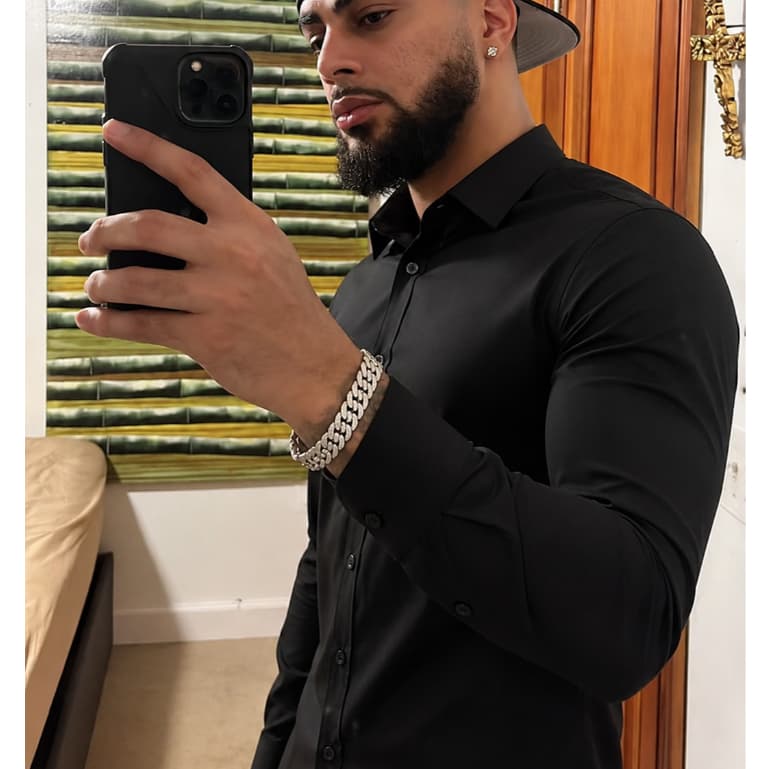 Camisa Social Masculina Manga Longa Lisa Slim Elegante Casual Premium Várias Cores