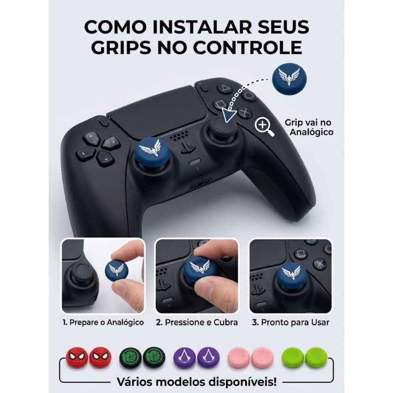 6 Pares de Grip Borrachinha para Analógico de Controle de Vídeo Game Ps1 PS2 Ps3 Ps4 Ps5 e Xbox
