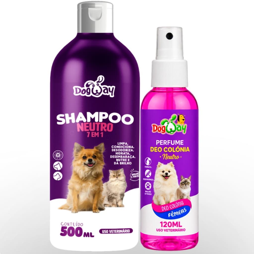 Kit Banho e Tosa Shampoo Bomba de Vitaminas e Colonia Perfume Para Cachorro e Gato - PetShop