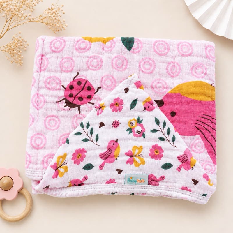Toalha Banho Bebê Capuz Recém Nascido 85x85cm Fralda 100% Algodão 2 Camadas Enxoval Menina Presente Maternidade