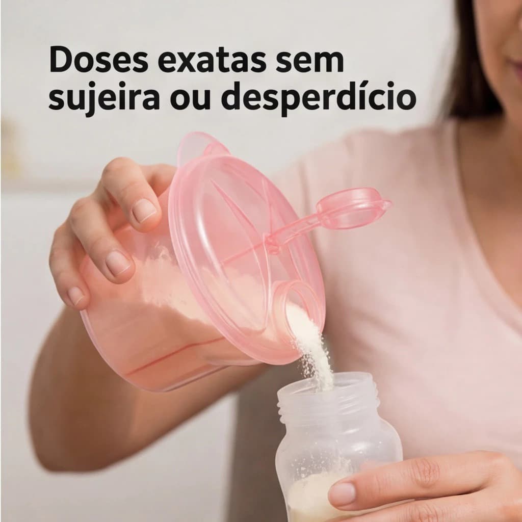 Pote Dosador Leite em Pó Buba 3 Divisórias Porta Leite em Pó Porta Fórmula Infantil Bebê Dosador de Fórmula Leite em Pó