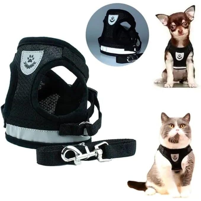 PEITORAL/COLEIRA PET REFLETIVO COM GUIA - CÃO E GATO - PEIT-03