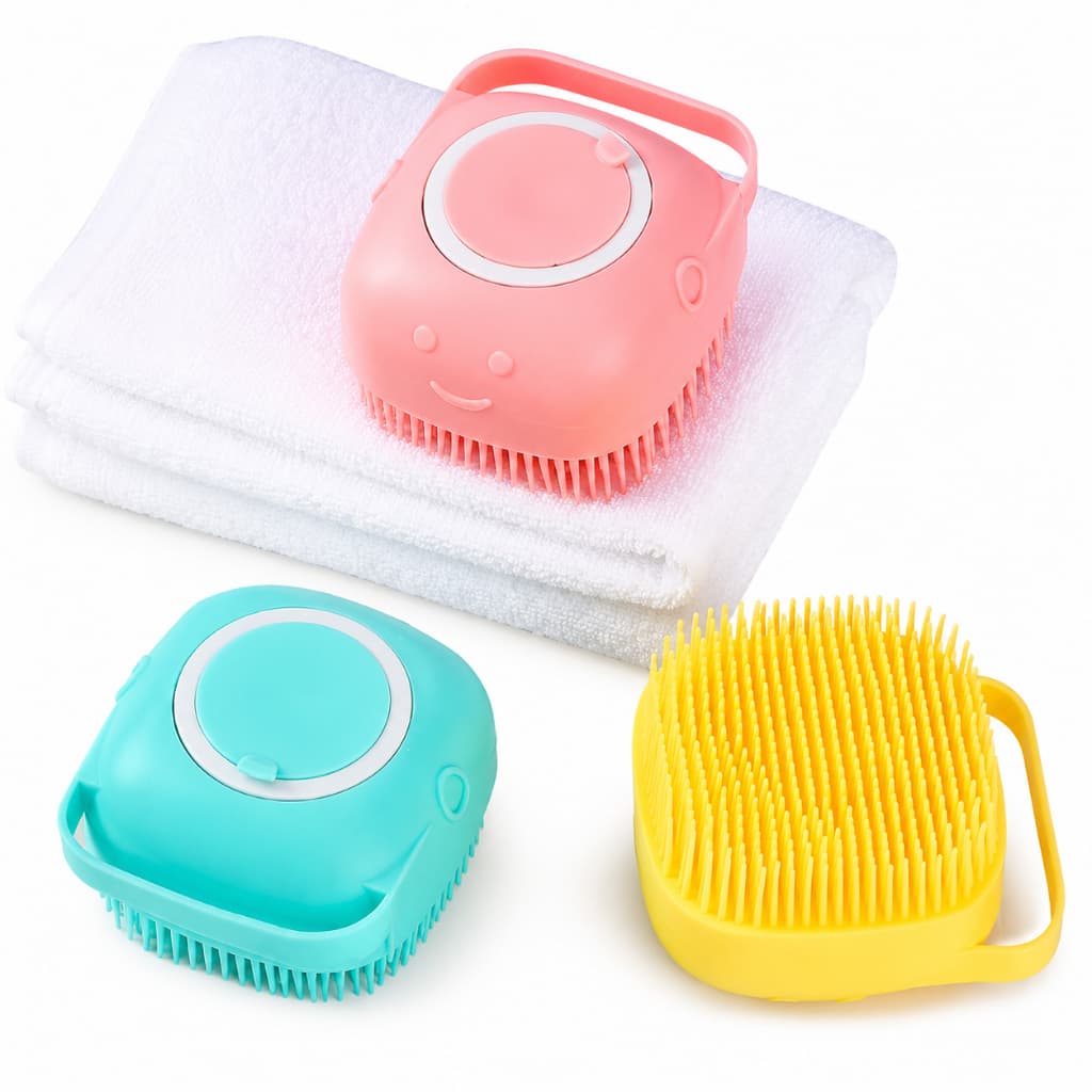 Lava Pelo Pet Esponja de Silicone para Banho com Dispenser de Shampoo e Sabonete Líquido Massageadora