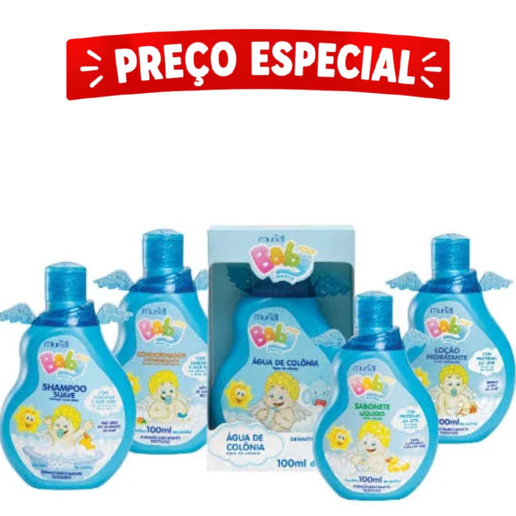 Kit Muriel Baby 5 Itens Completo Shampoo Condicionador Colônia Sabonete Líquido Loção Hidratante